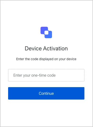 Auth0 Flows Device Authorization prompt directing the user to enter the code displayed on their device
