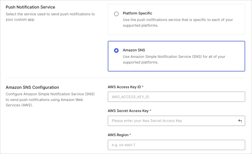 Auth0 Dashboard > Security > Multi-factor Auth > Guardian > Custom > Amazon SNS