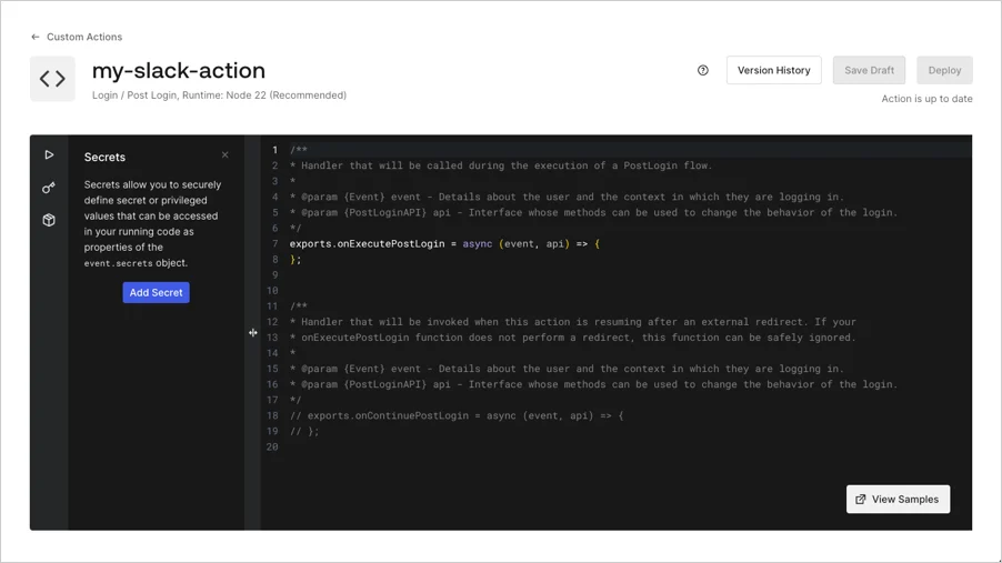 Actions Code Editor