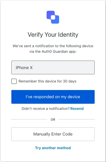 ACUL Reset Password MFA Push Challenge Push