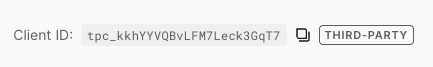 Dashboard application settings showing third-party badge