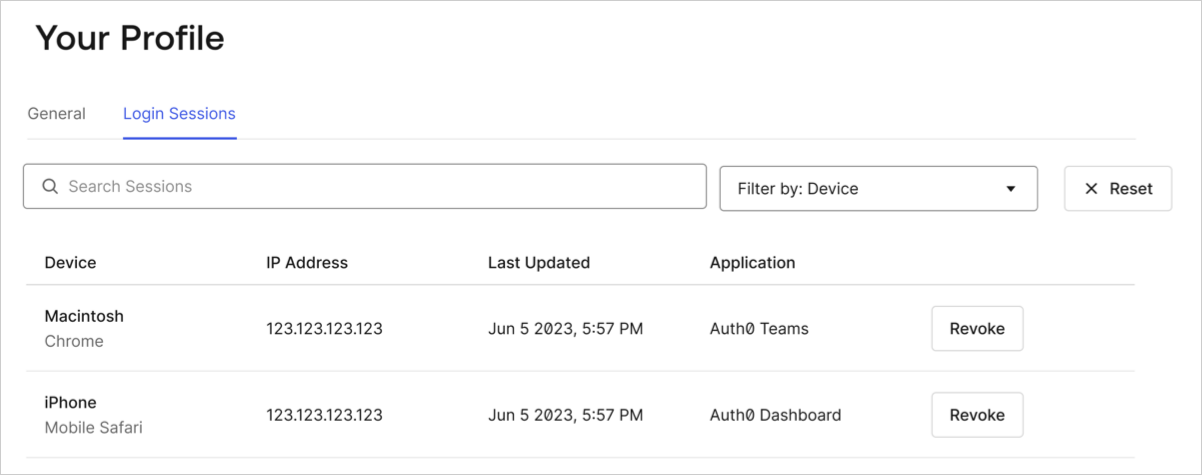 Auth0 Dashboard > Profile