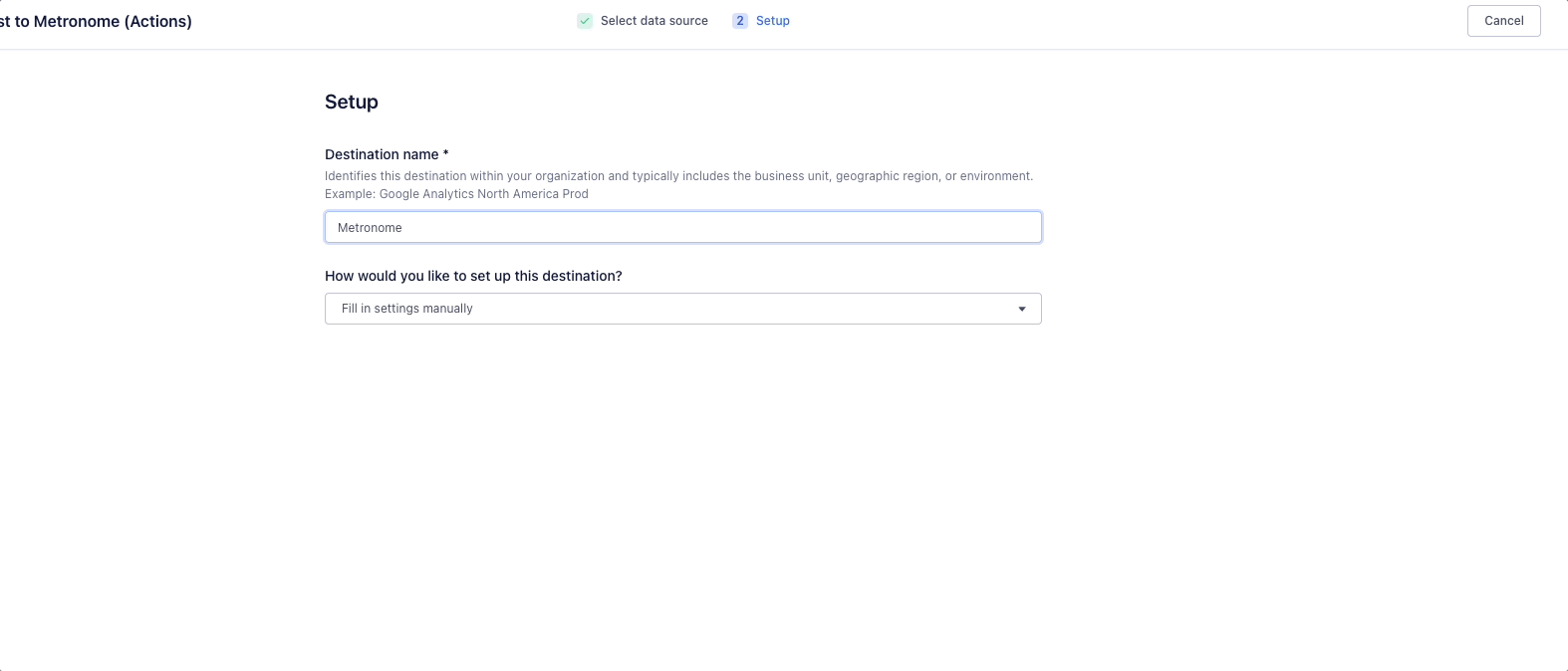 Metronome destination setup