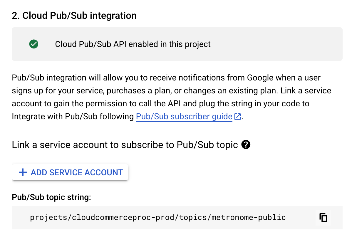 GCP pub/sub integration