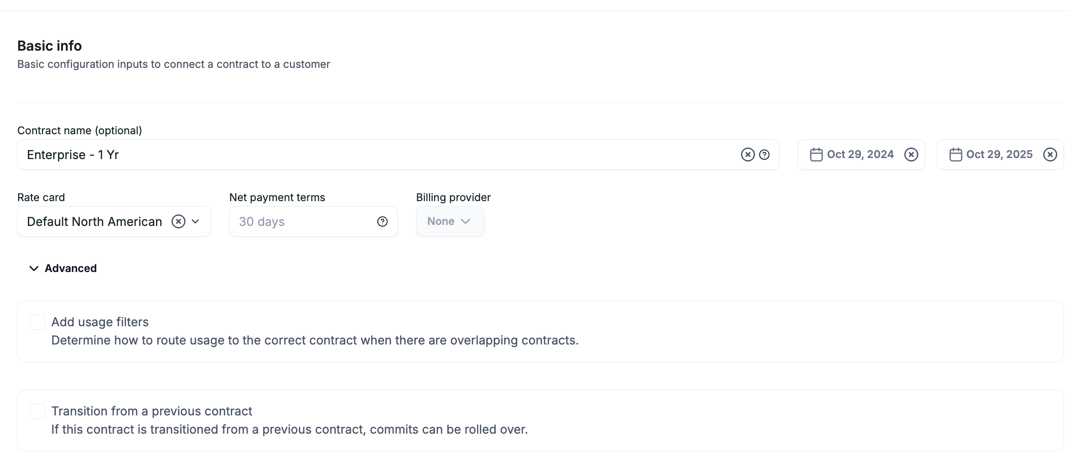 Basic contract details