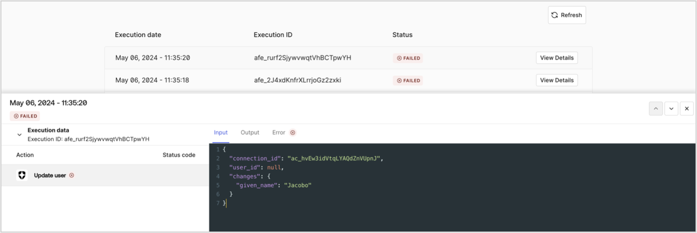 Dashboard > Actions > Forms > Flow > Execution