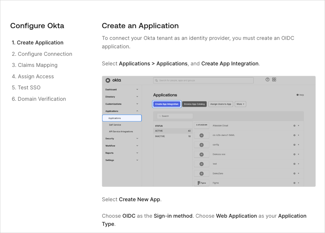 The second step of the self-service assistant that customer admins use to configure SSO.