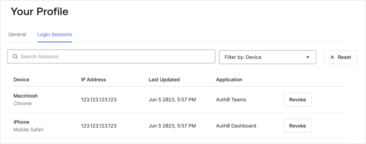 Auth0 Dashboard > Profile