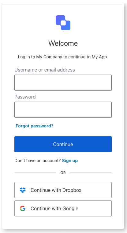 Login screen on Universal Login