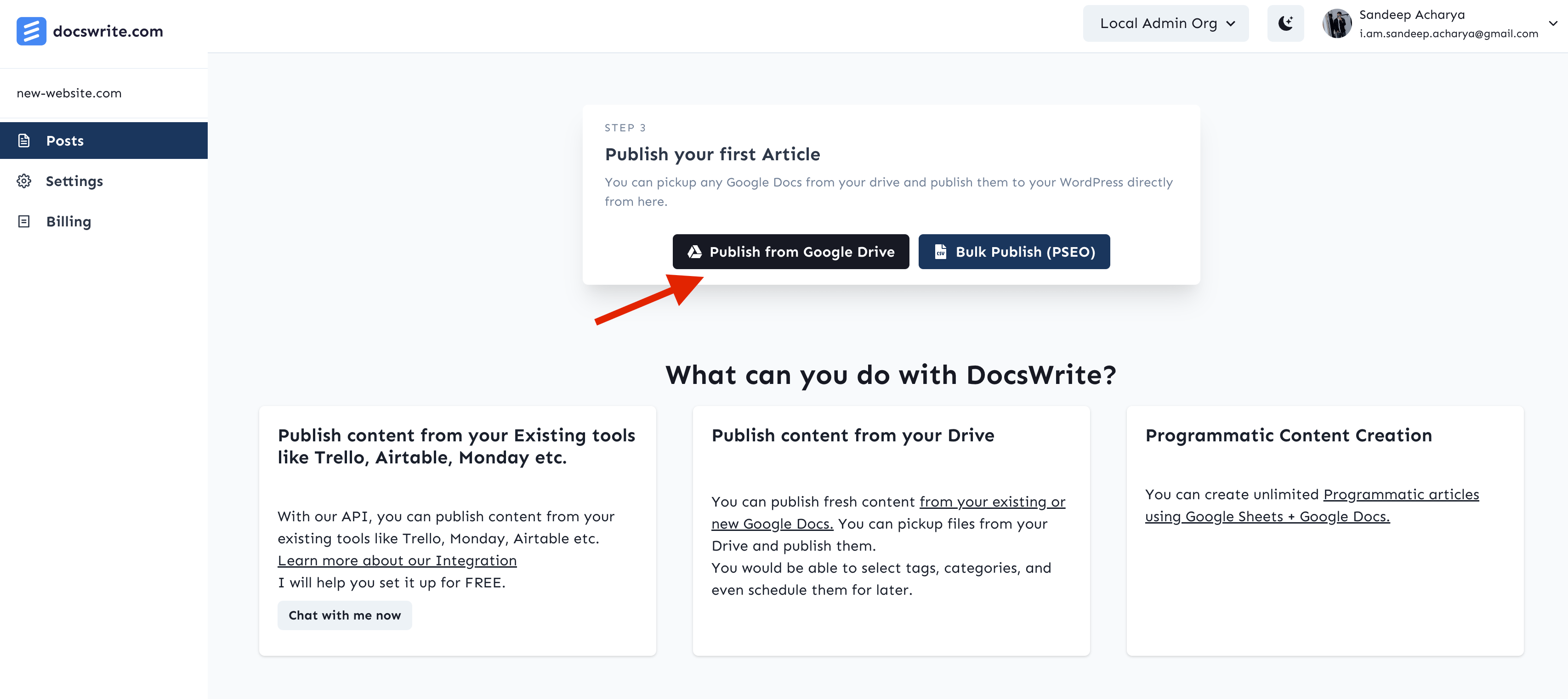Docswrite Dashboard