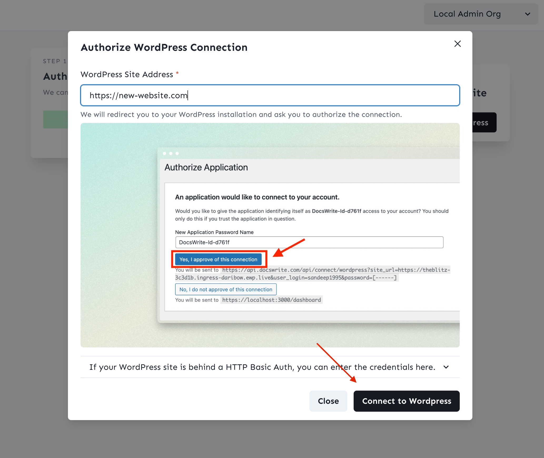 Paste WordPress Site URL