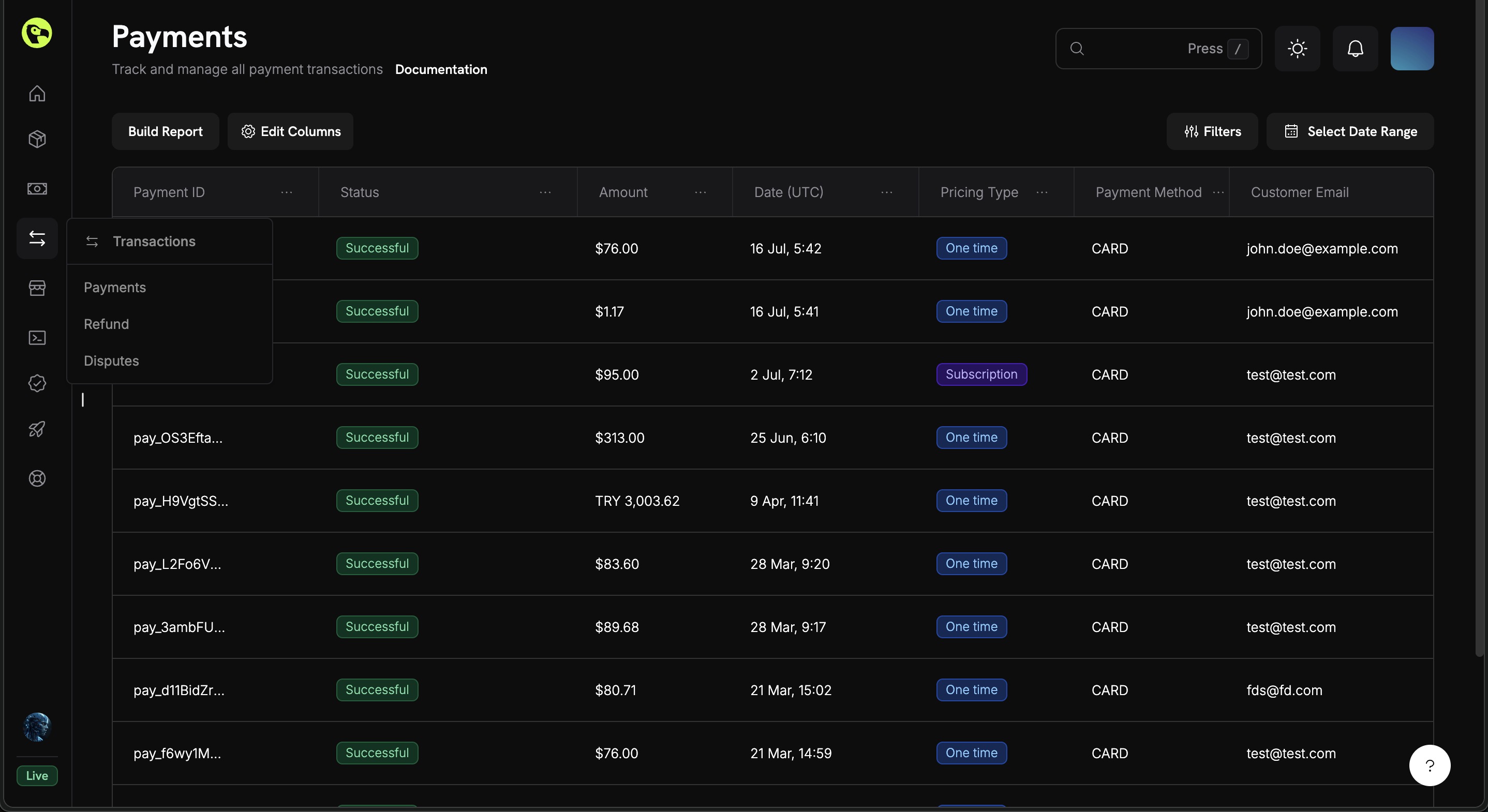 Dashboard enhancements including new sidebar, search, and table controls