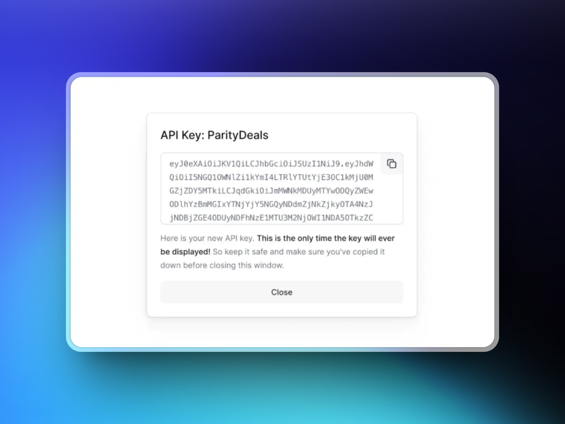 Creating a new API key in Dodo Payments