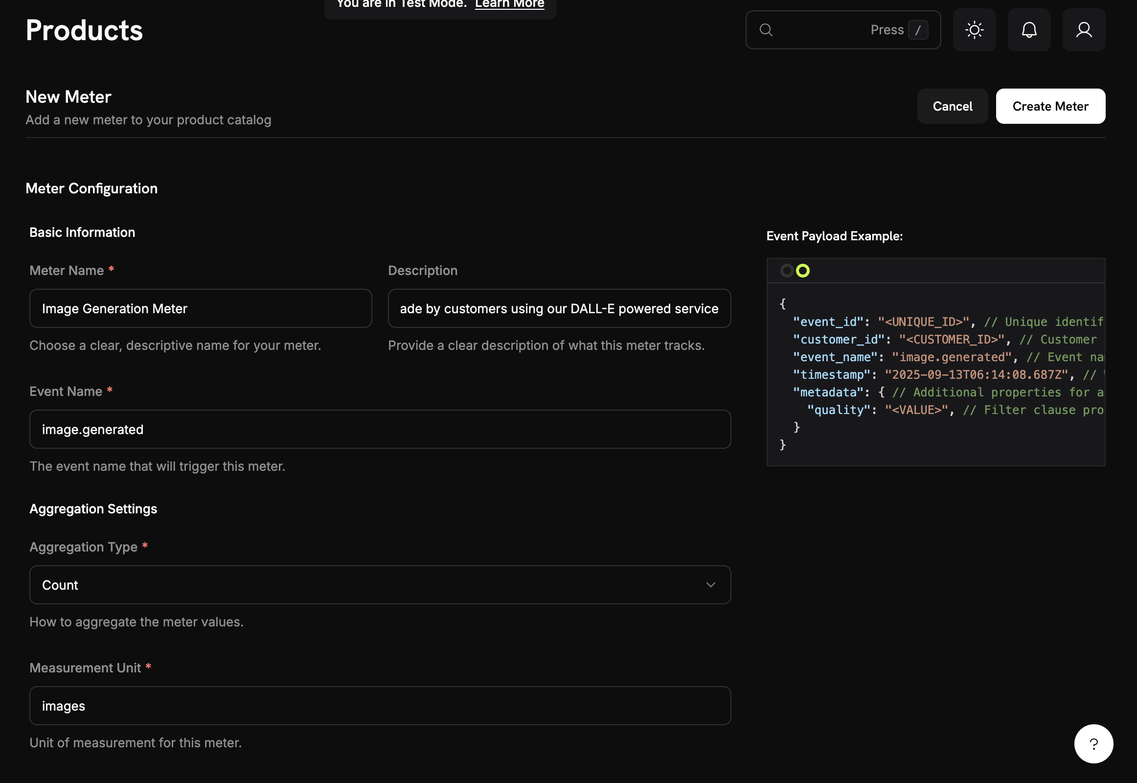 Create meter interface