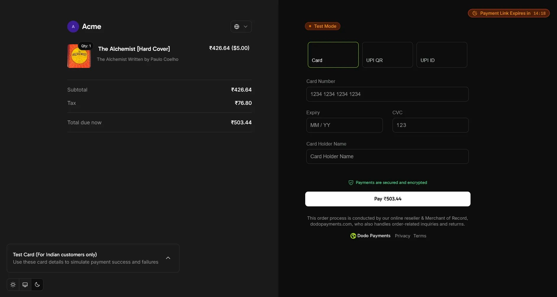 Dodo Payments checkout page