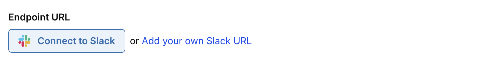 Slack integration card and connect button