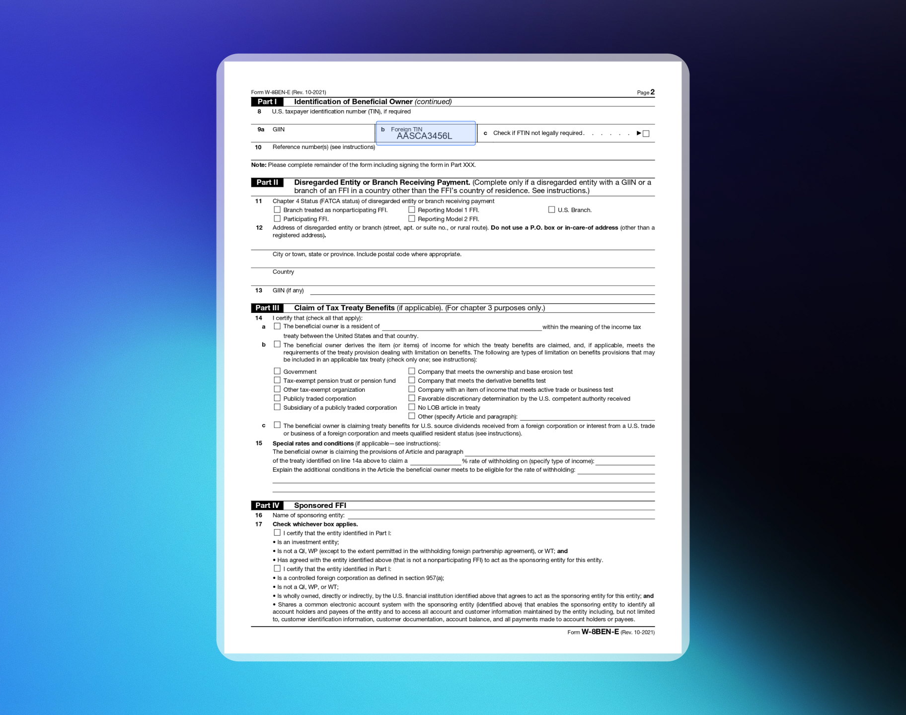 W-8 BEN-E LLP Sample Page 2