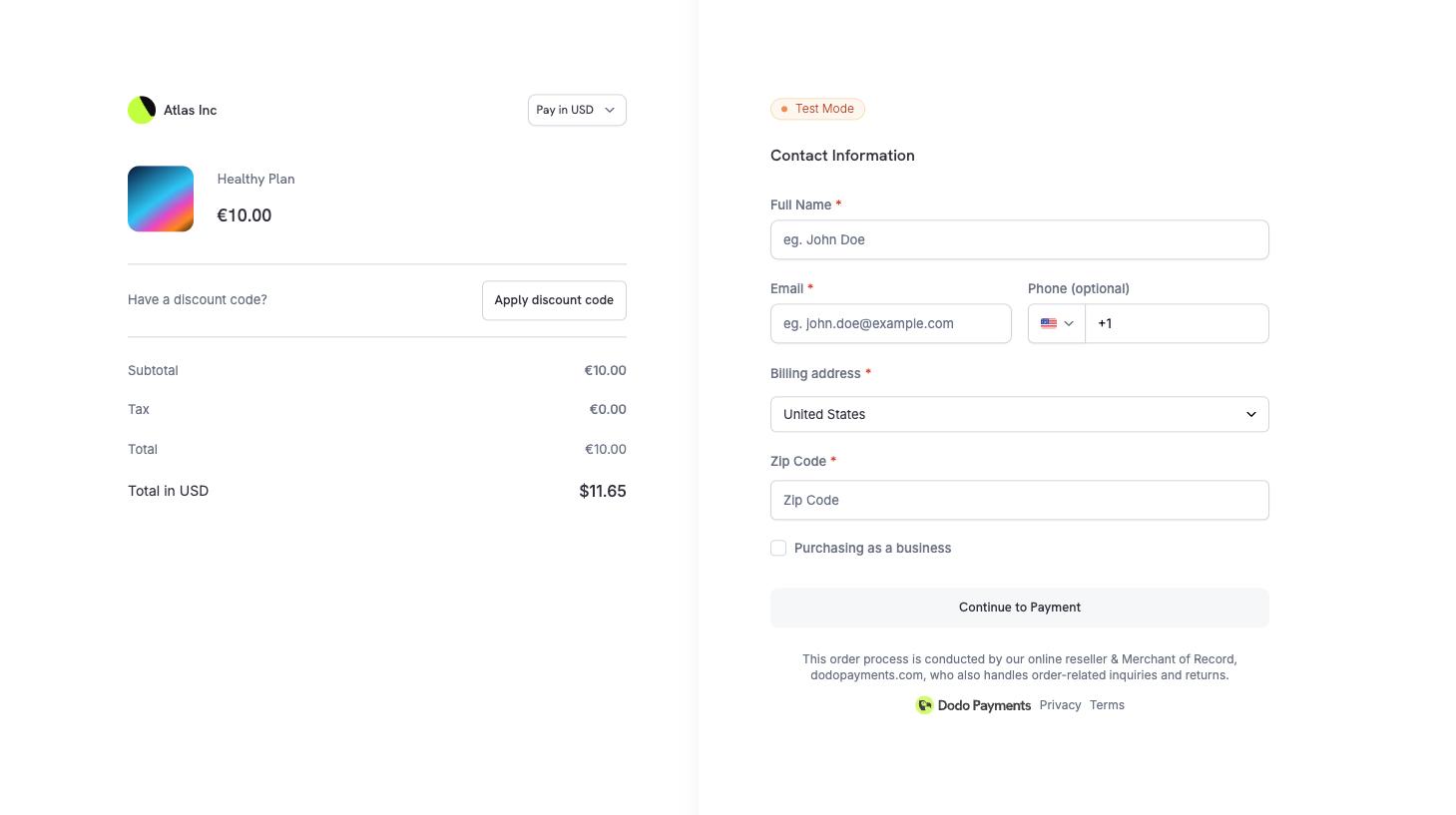 Minimal Address Support in Checkout