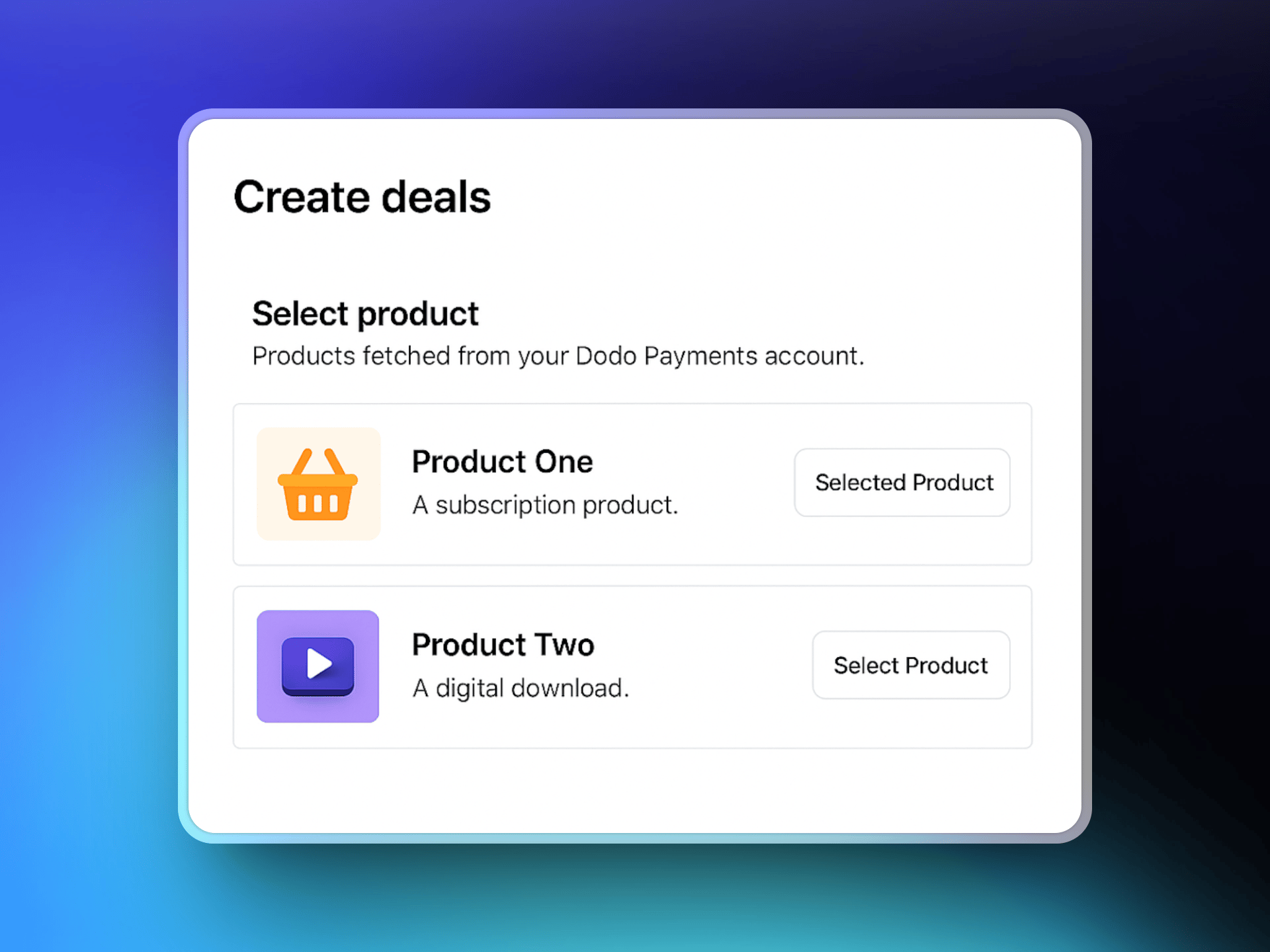 Selecting products for ParityDeals