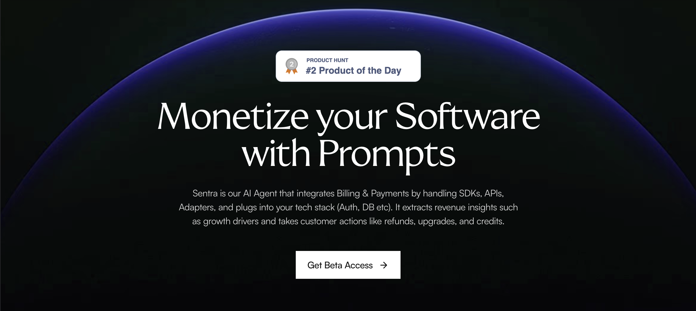 Sentra welcome screen showing setup interface