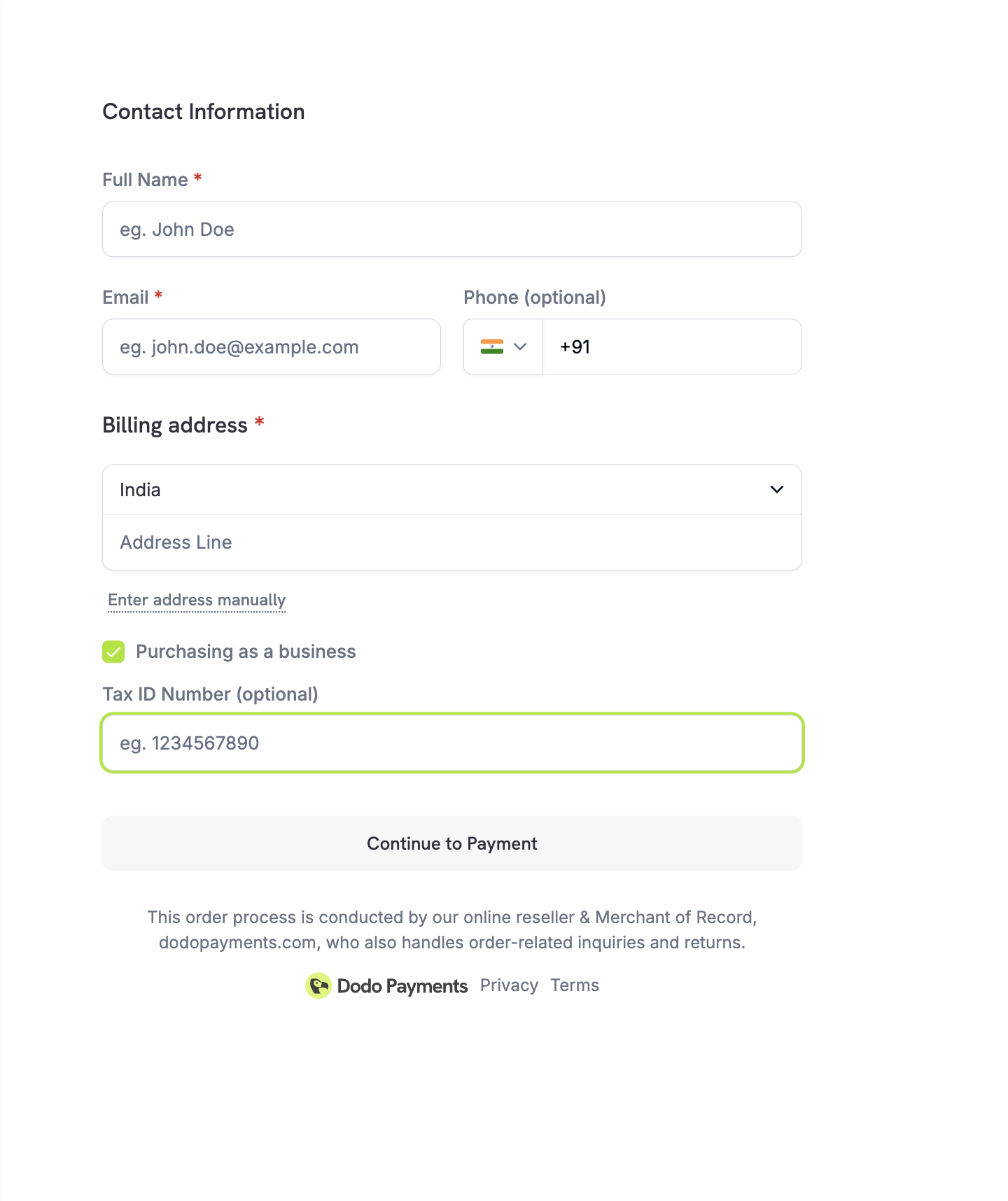 Checkout Features - Dodo Payments Documentation