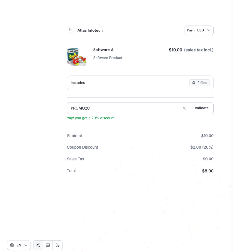 Discount code entry on checkout