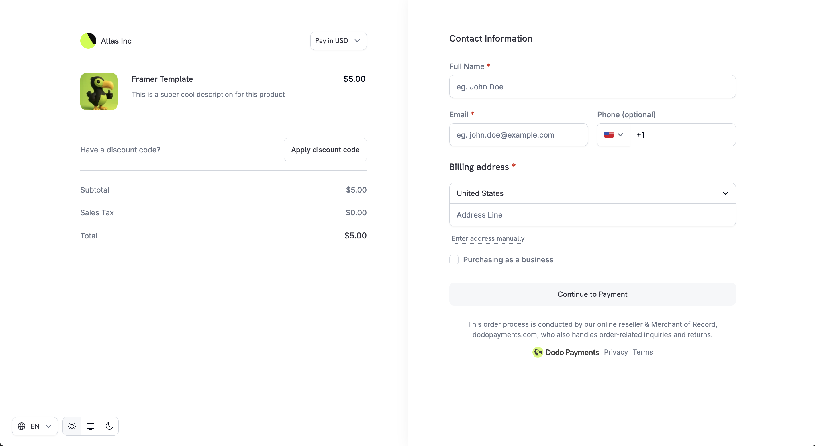 Características de Finalización de Compra - Dodo Payments Documentation