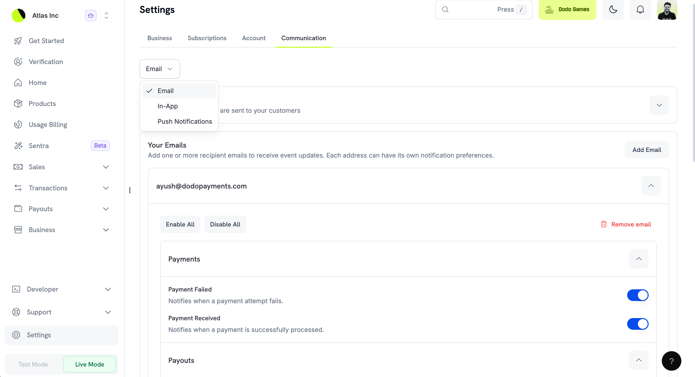 Notification Channel Selector