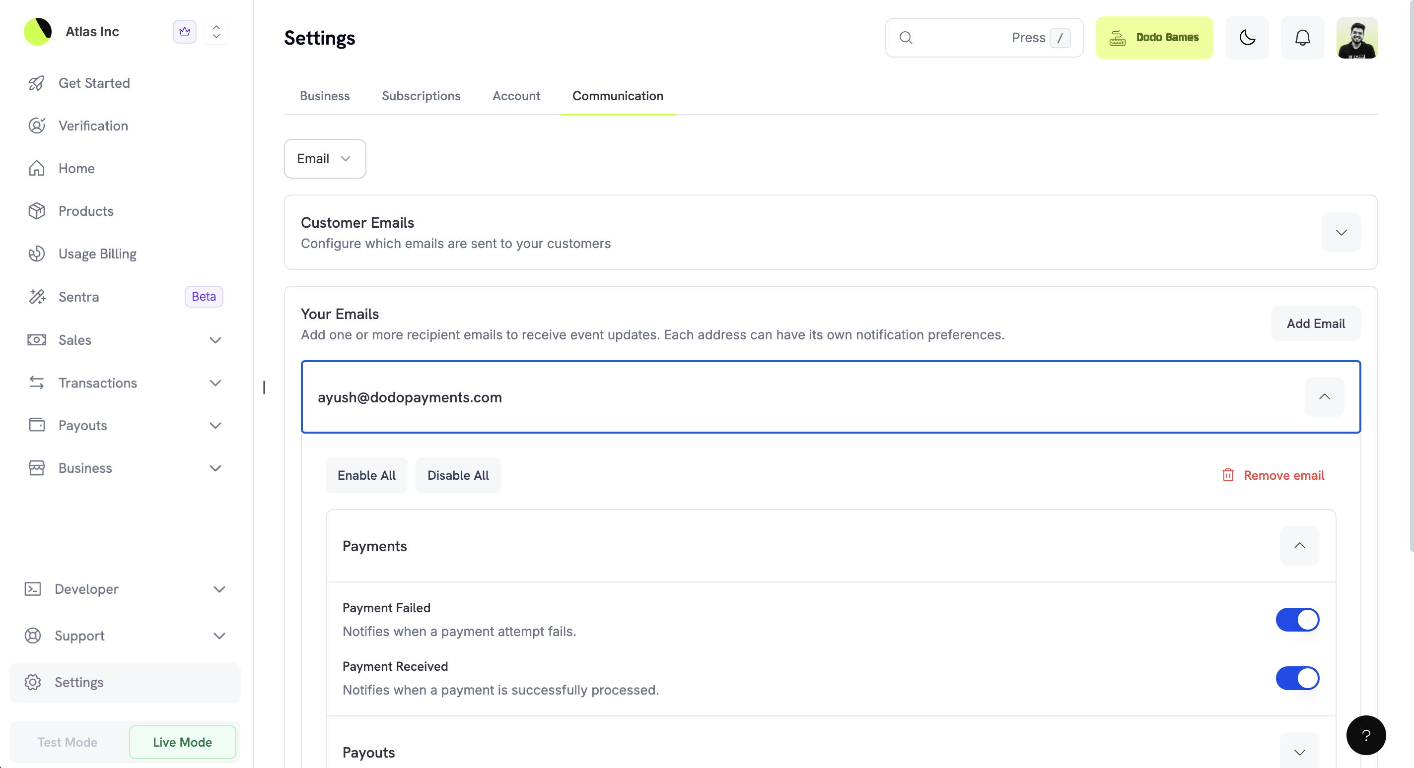 Tổng quan Tùy chọn liên lạc hiển thị cài đặt thông báo