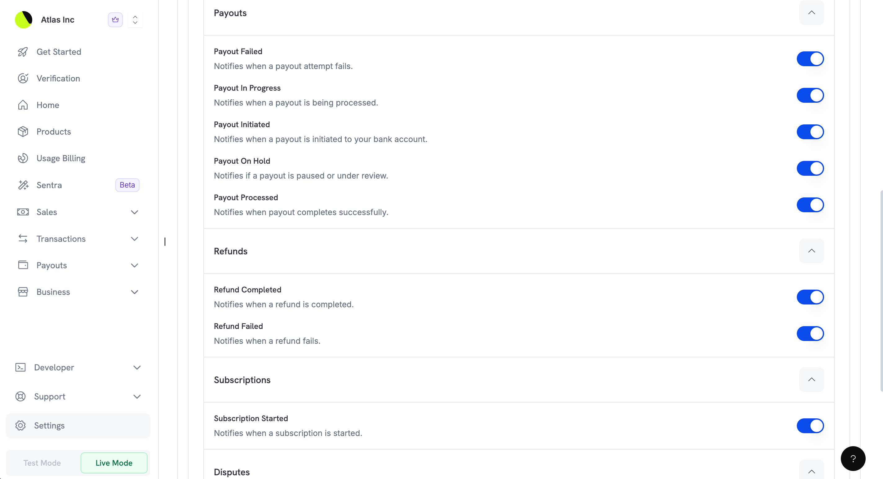 Payout and Refund Notifications