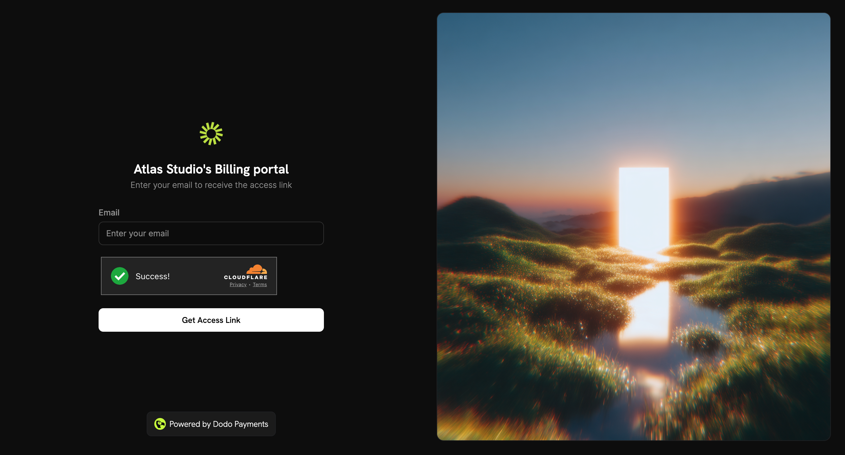 Email-based login screen