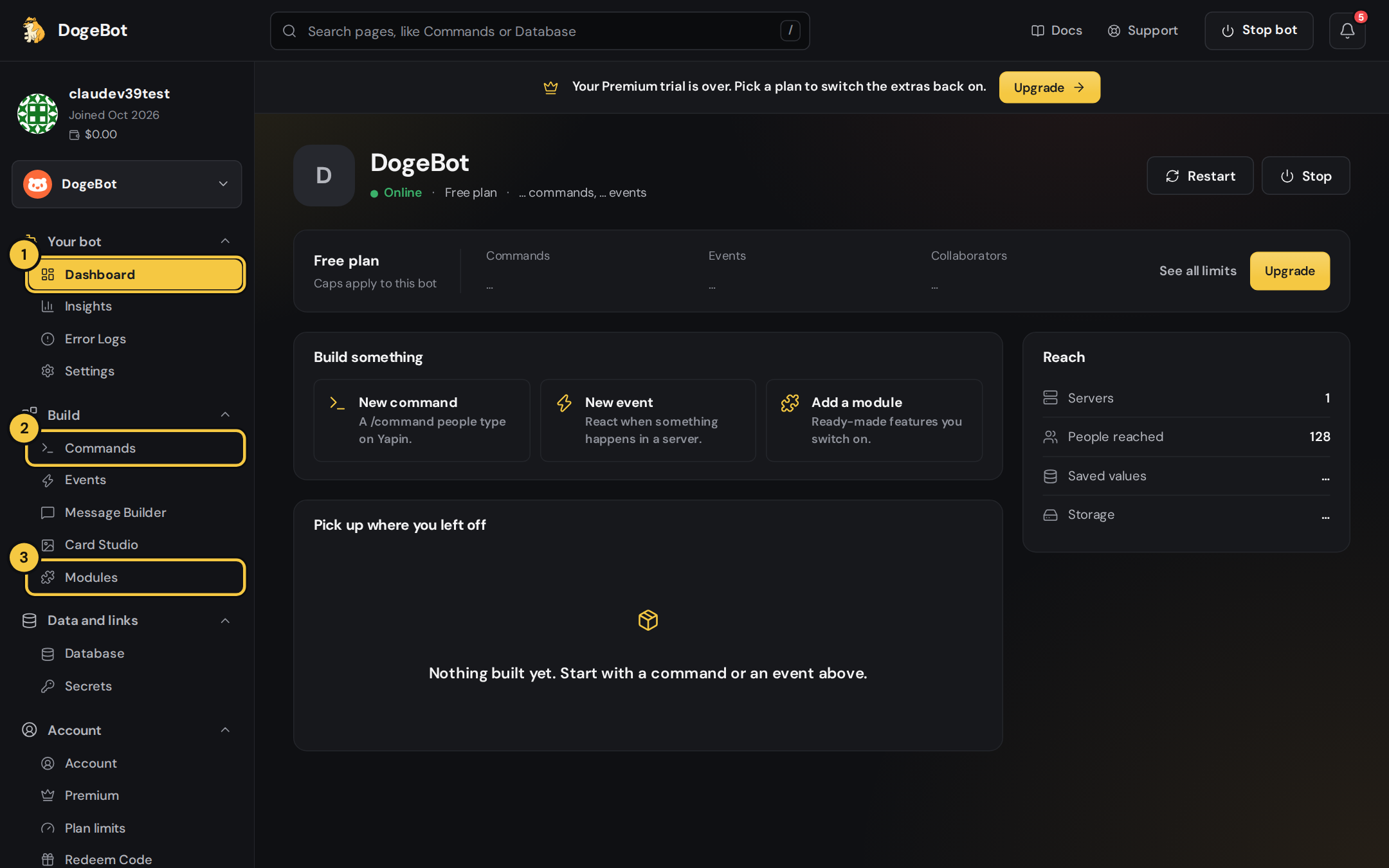The Yapin dashboard