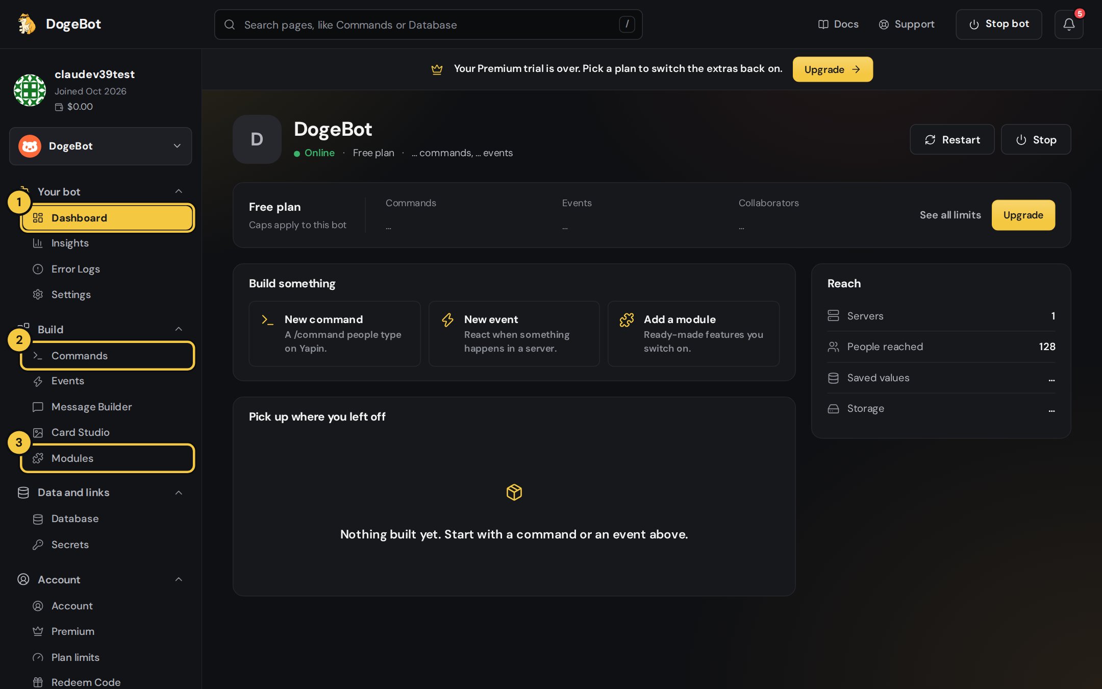 The Yapin dashboard