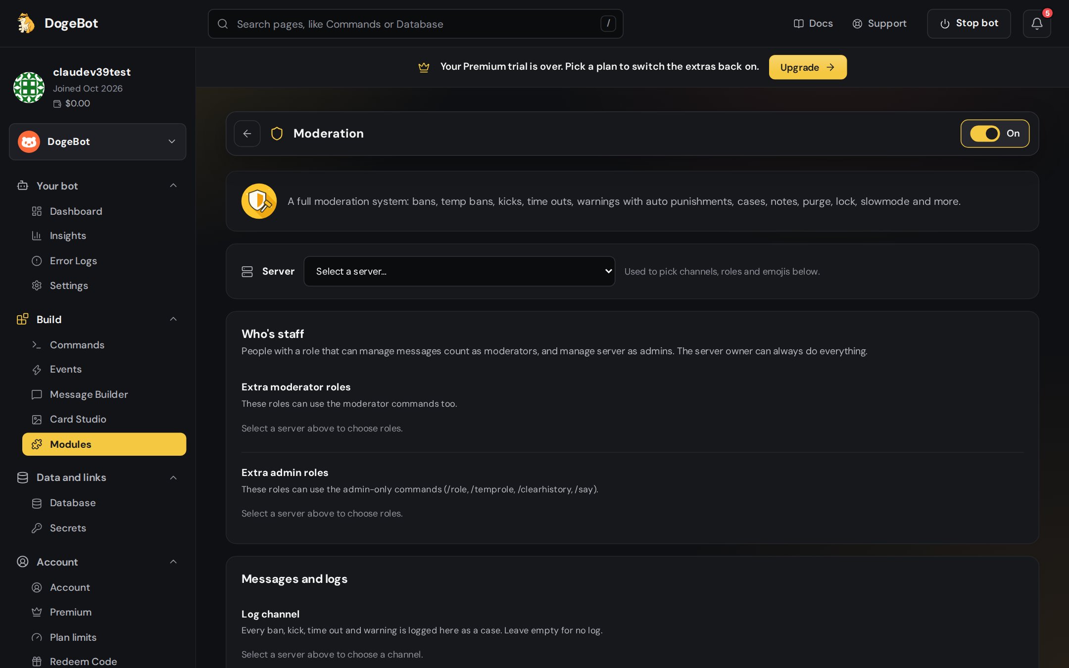 More moderation settings