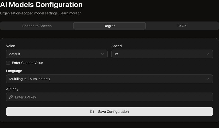 Dograh model configuration