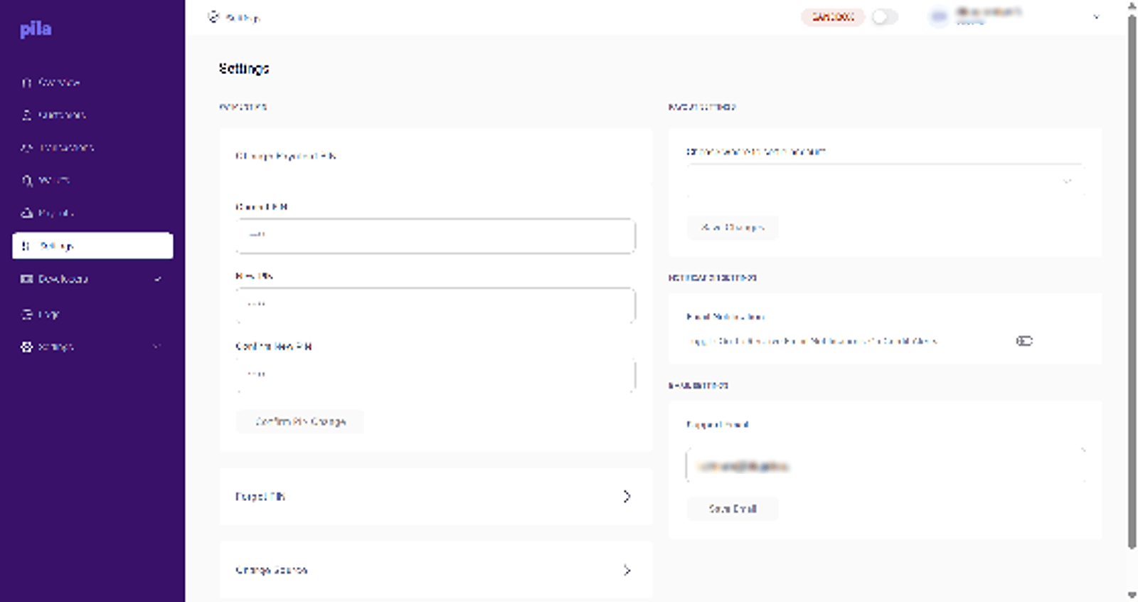 Change payment PIN form