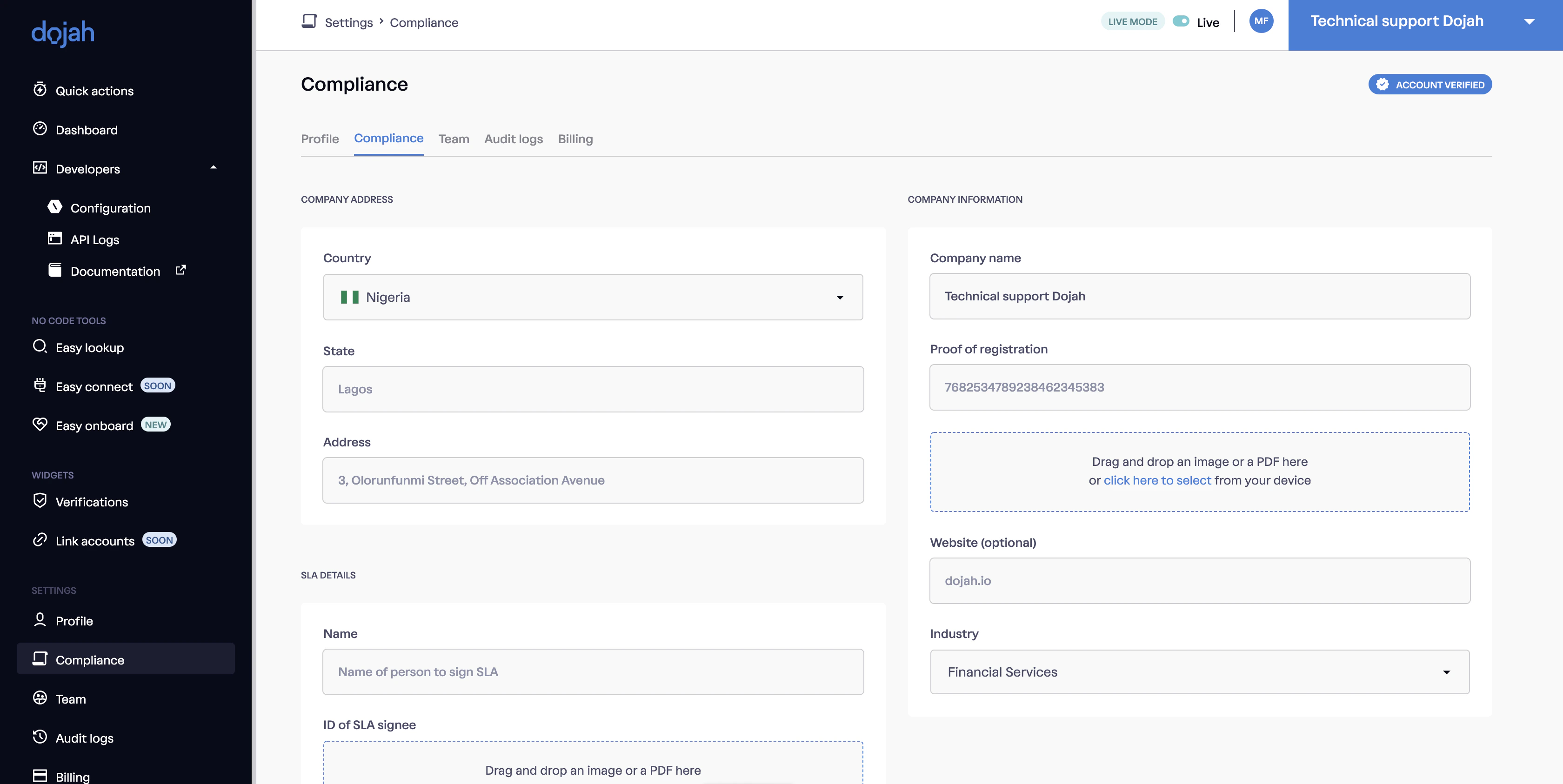 Company Information Page