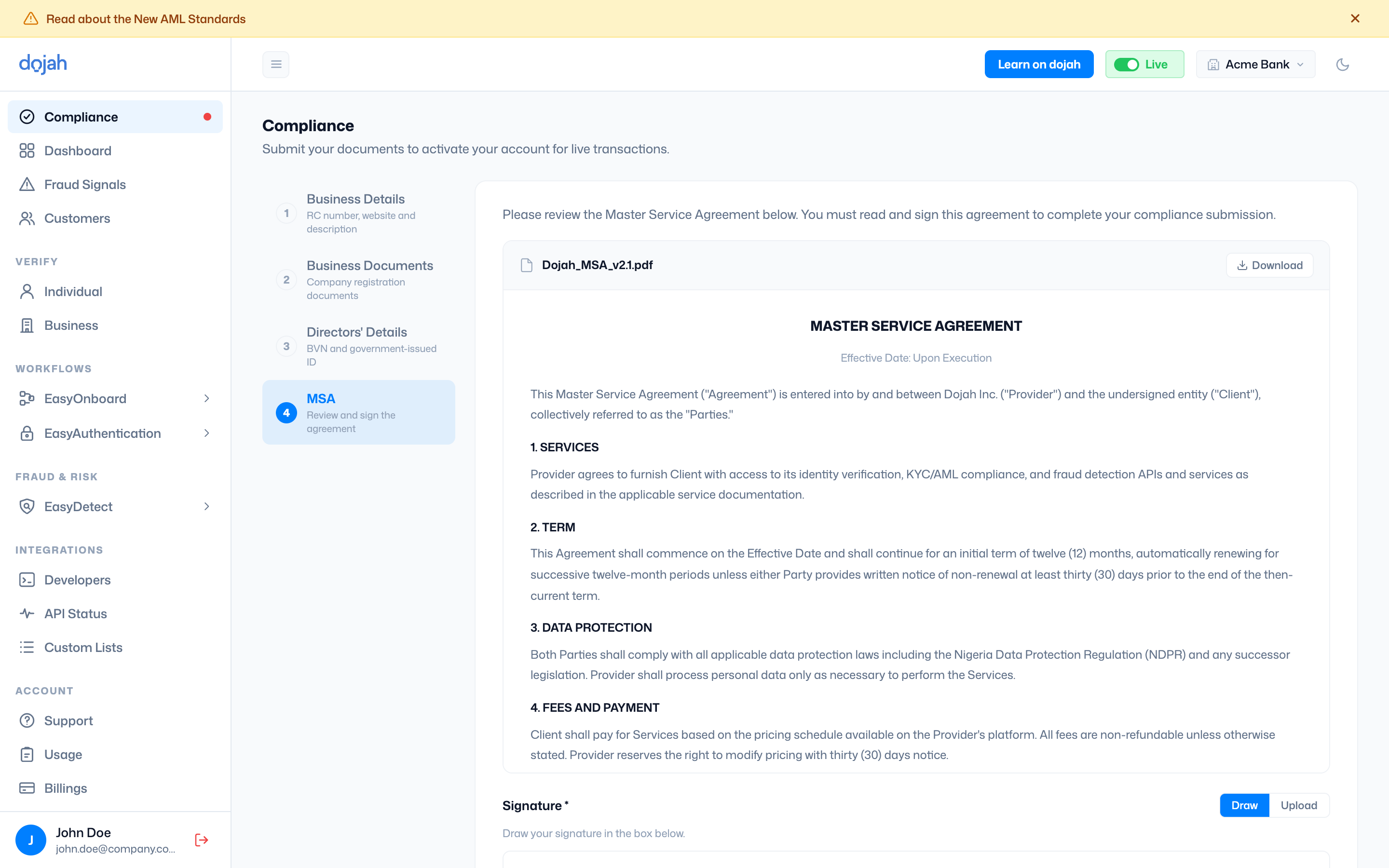 Compliance Step 4 — Master Service Agreement