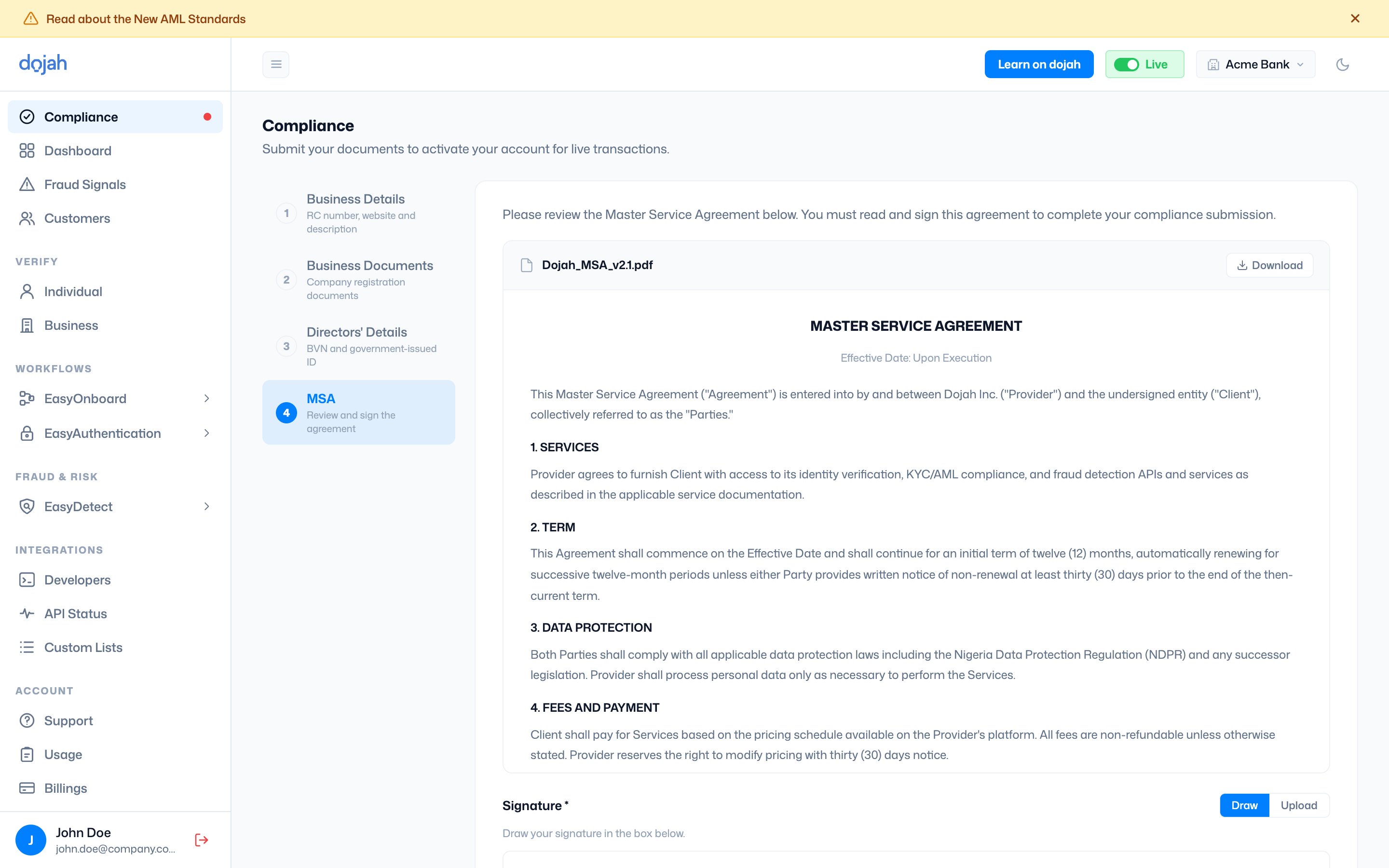 Compliance Step 4 — Master Service Agreement