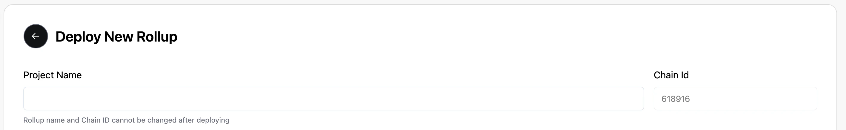 Deploy New Rollup Screenshot