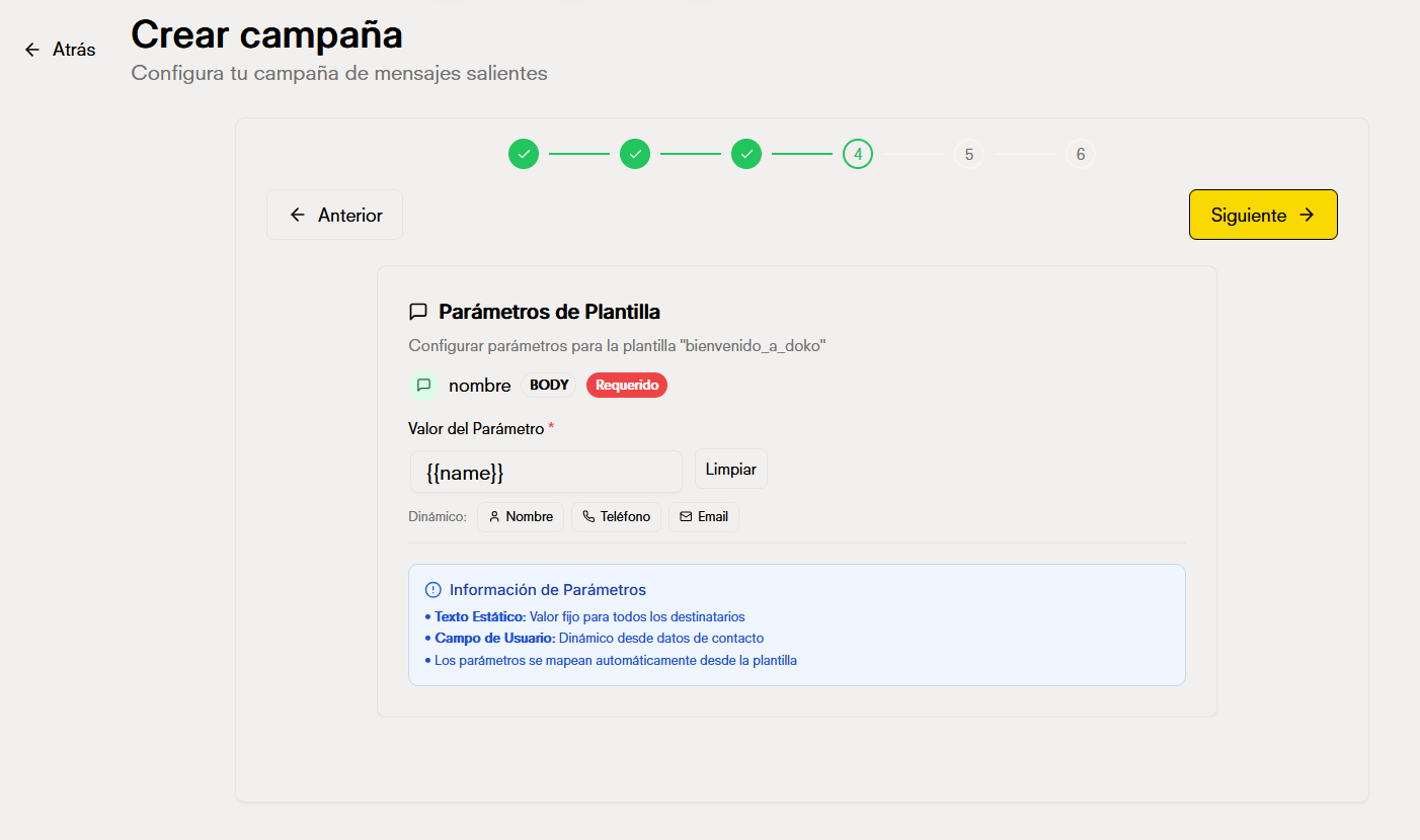 Configurar parámetros