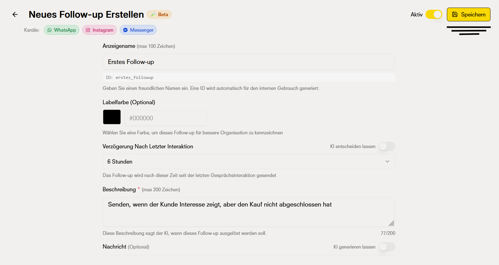 Nachfassaktion überprüfen