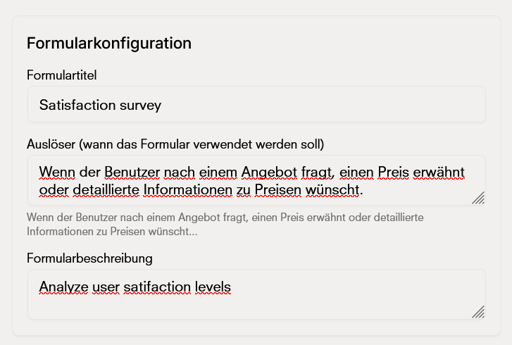 Formularkonfiguration