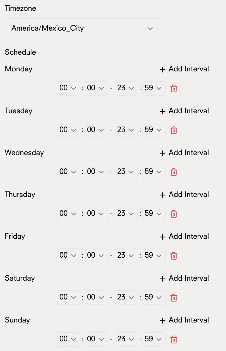Verfügbarkeitszeitplan