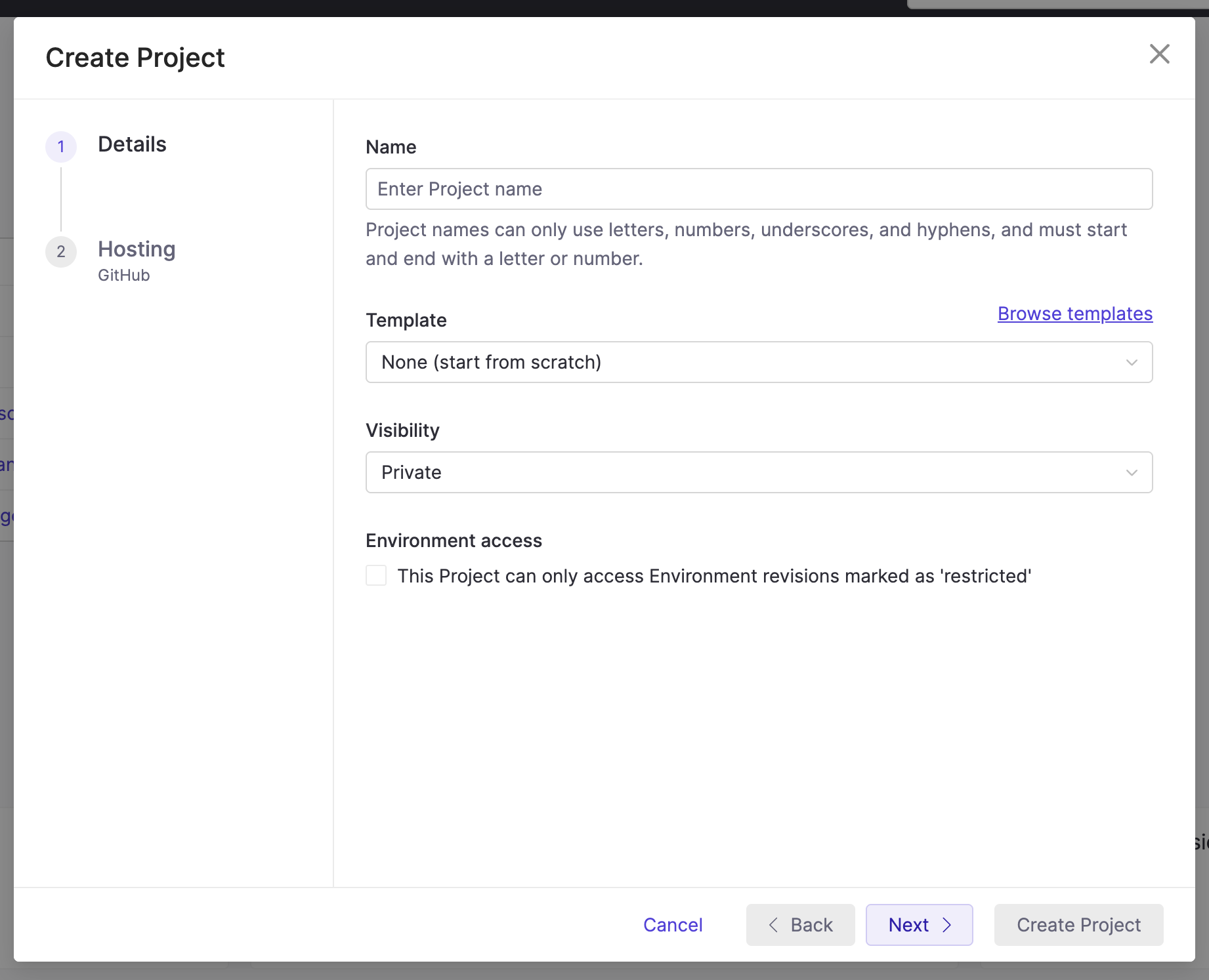 Create a new Project