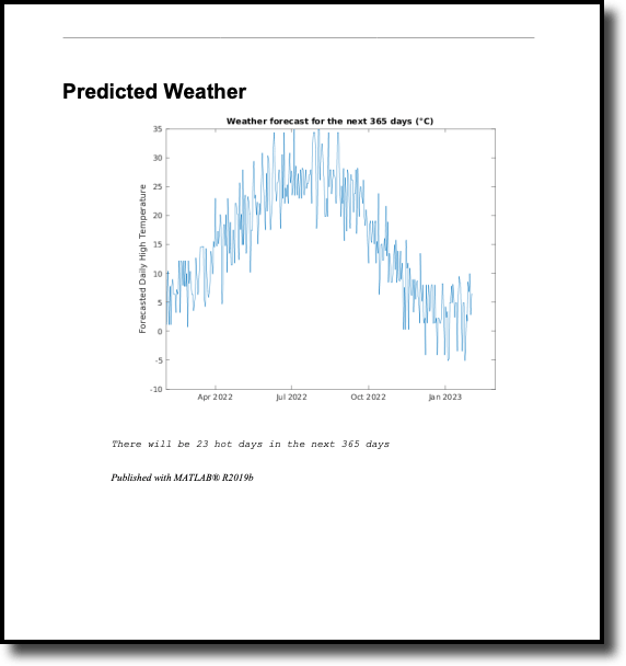 Executed job creates a graph to forecast the weather