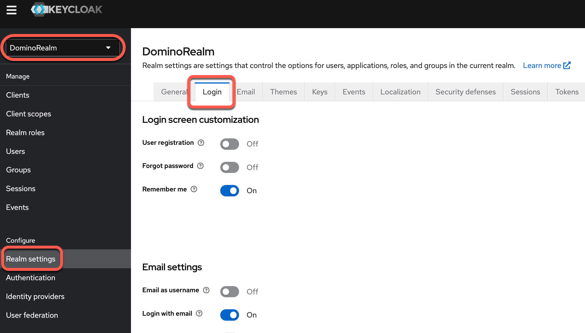 Keycloak login