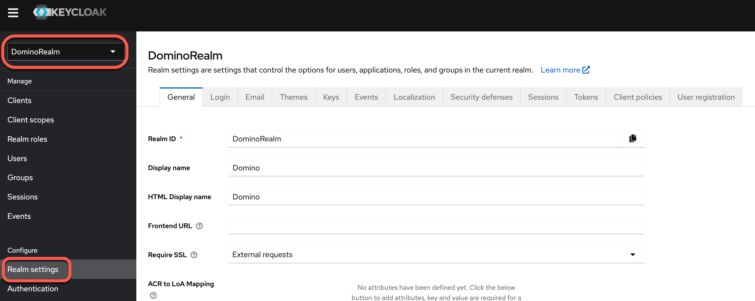 Keycloak realm configuration