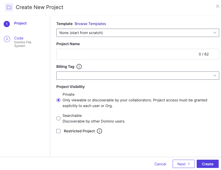 Create a new Project