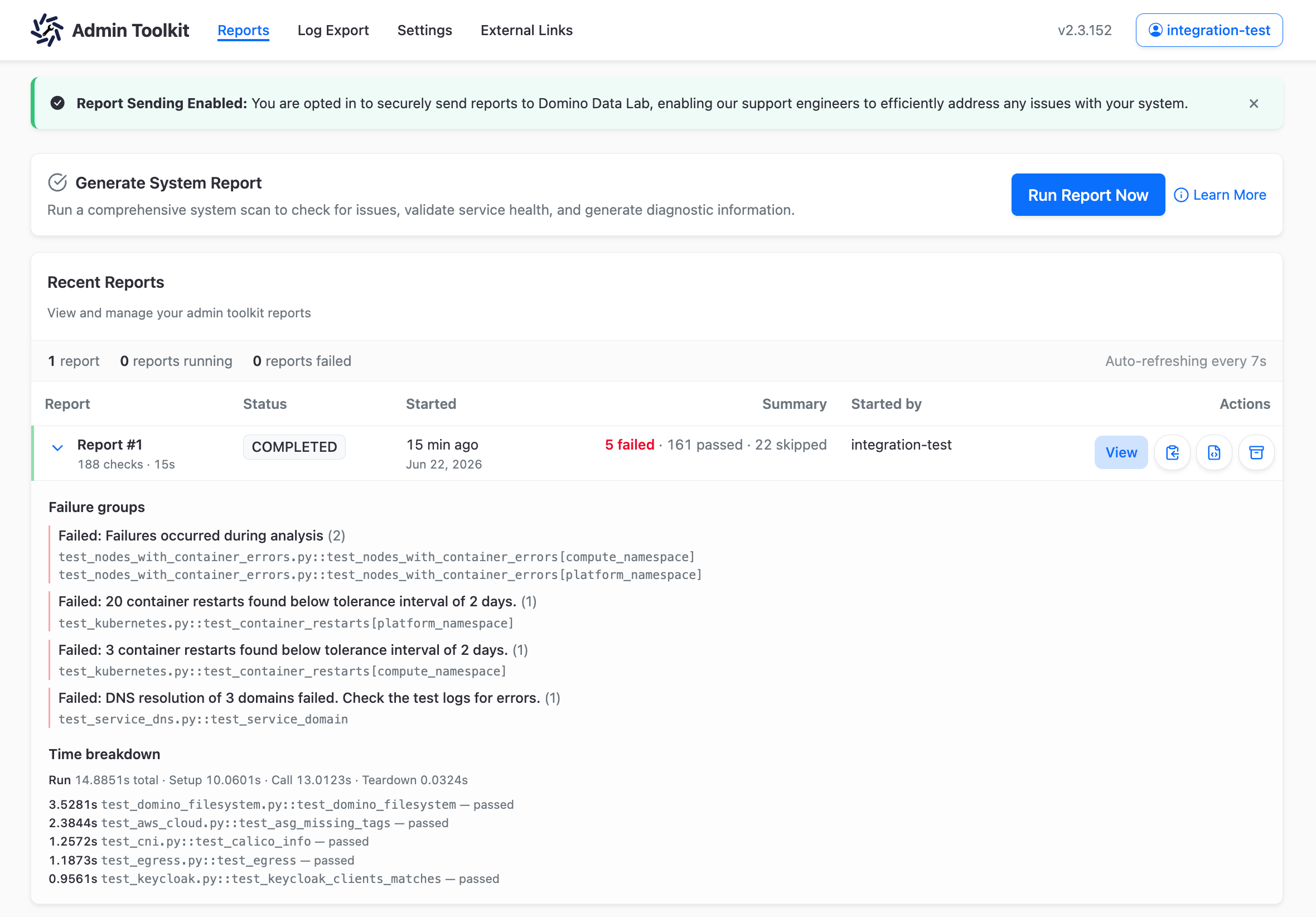 Toolkit web report